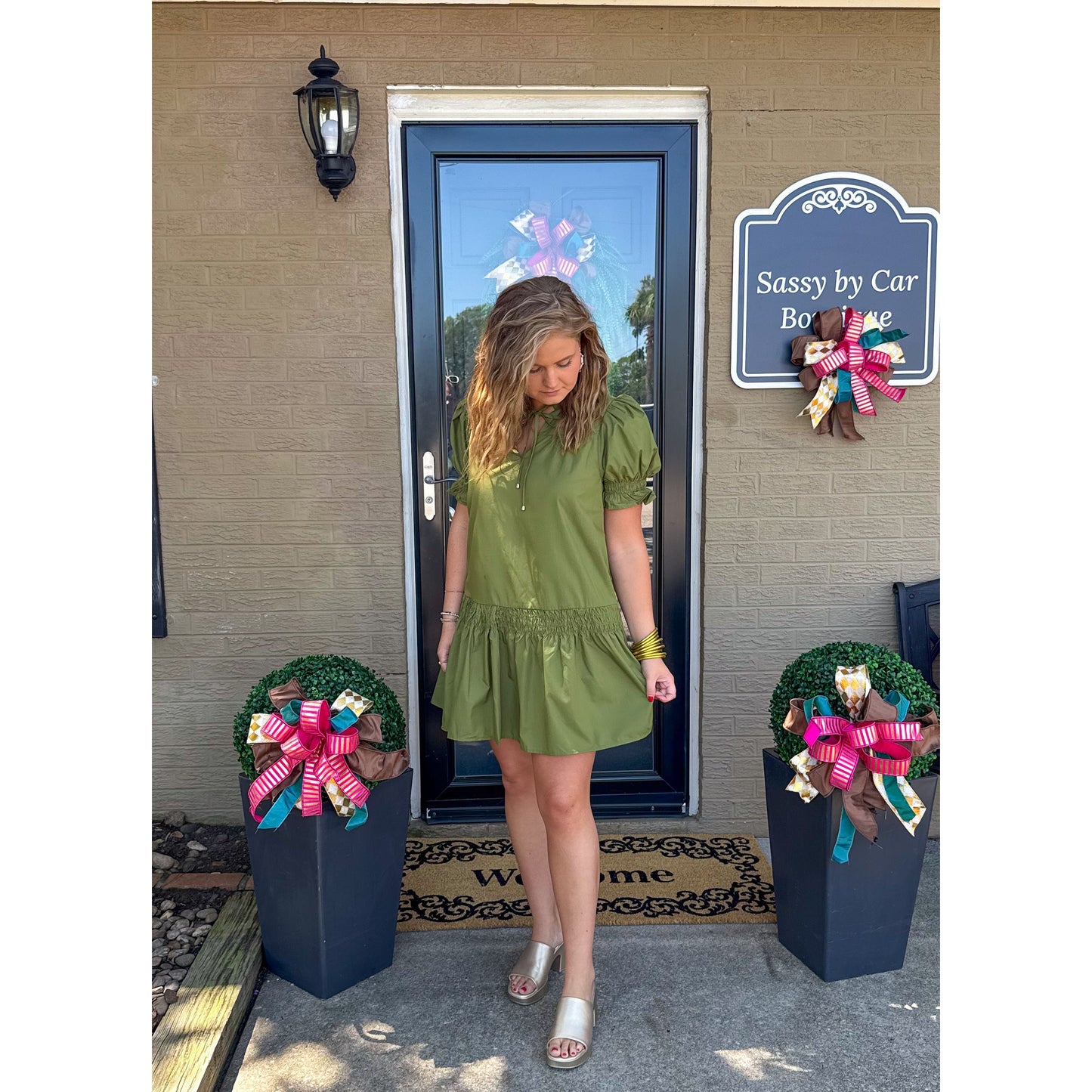 Josie Mini Dress, Olive Green
