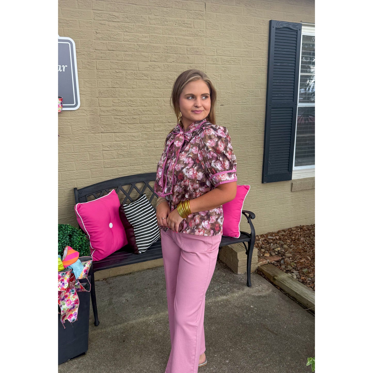 Chloe Floral Top, Mauve Multi