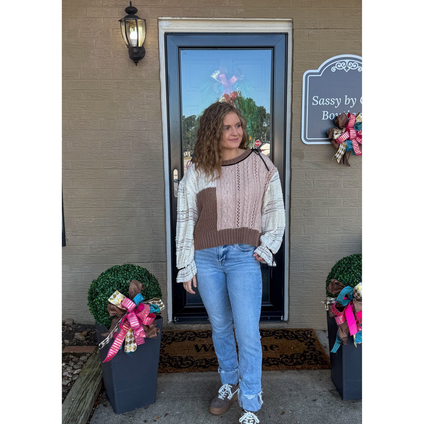 London Patchwork Sweater, Brown Multi