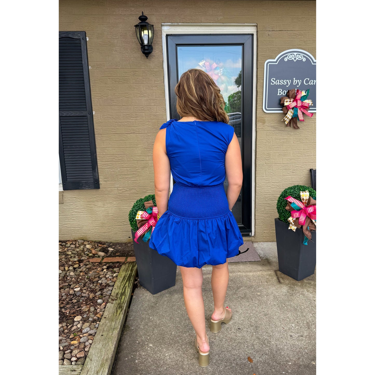 Maddy Detail Mini Dress, Royal Blue