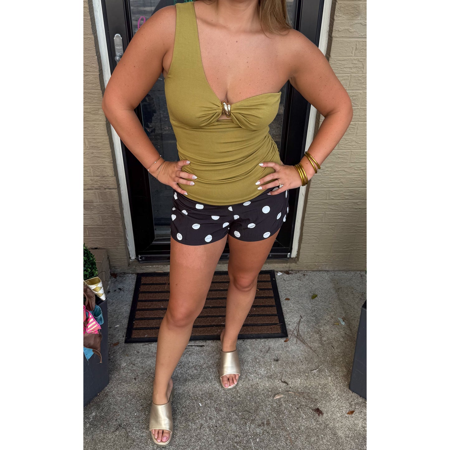 Presley Cutout Top, Olive Green