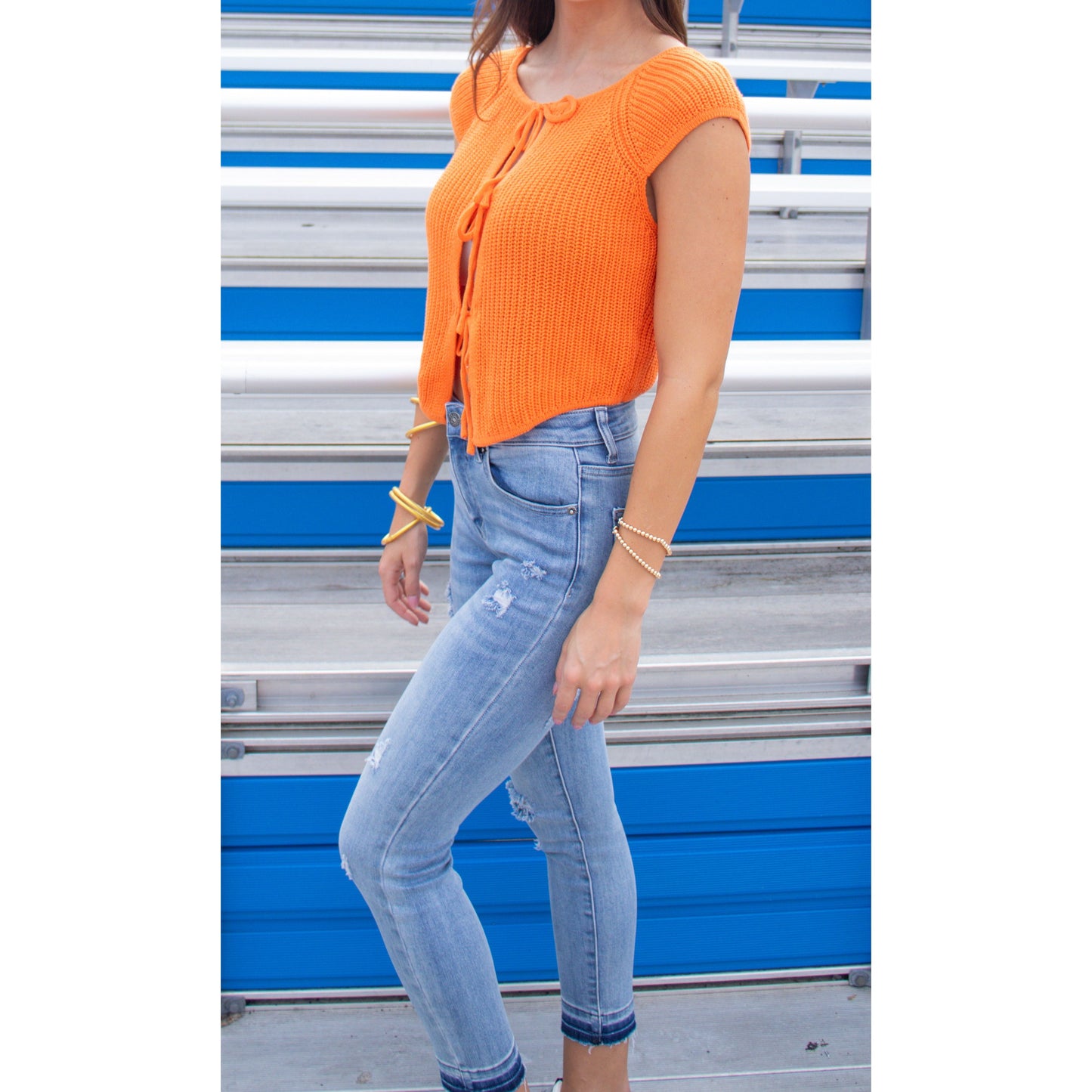 Rowan Front Tie Top, Orange