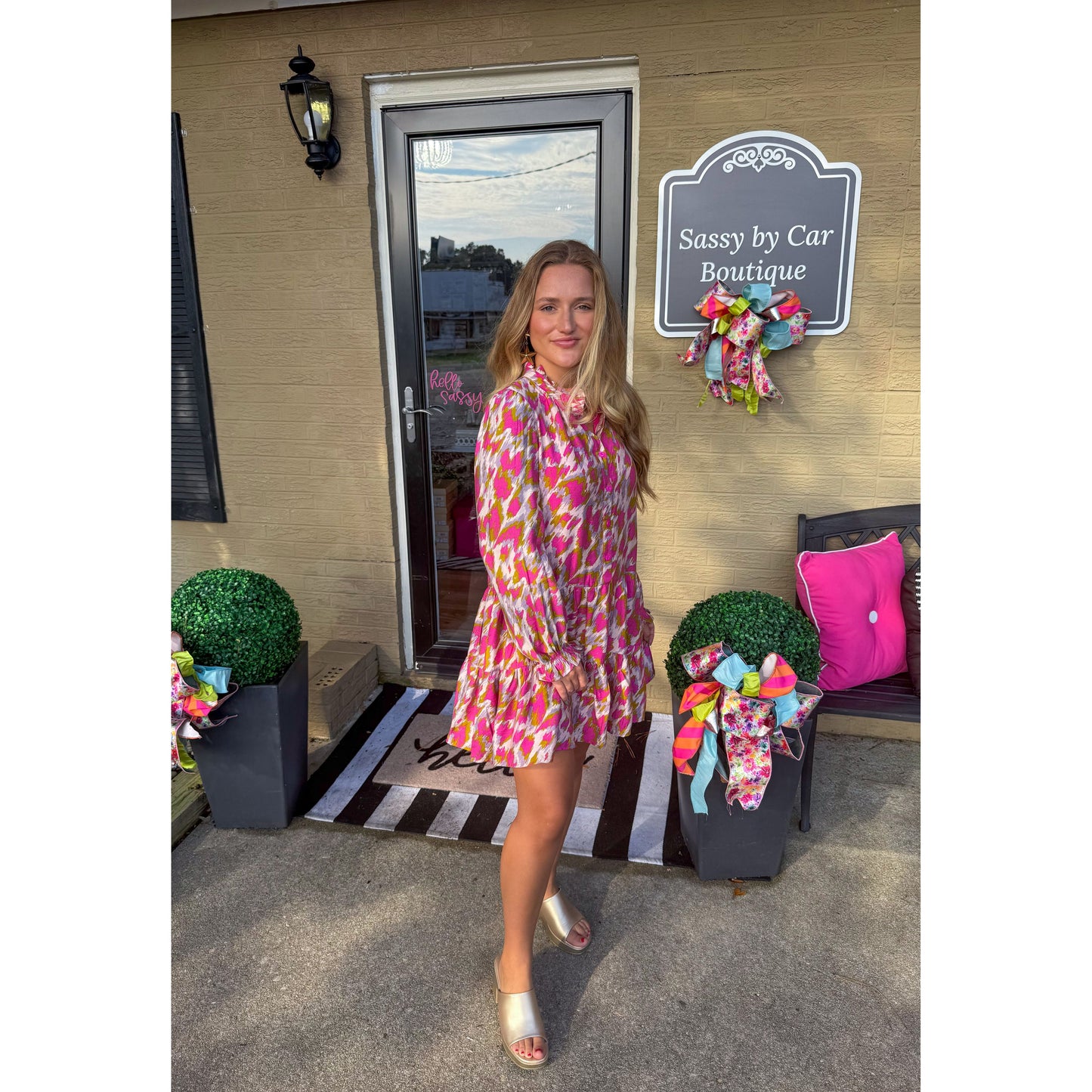 Emersyn Pattern Mini Dress, Multi-Color