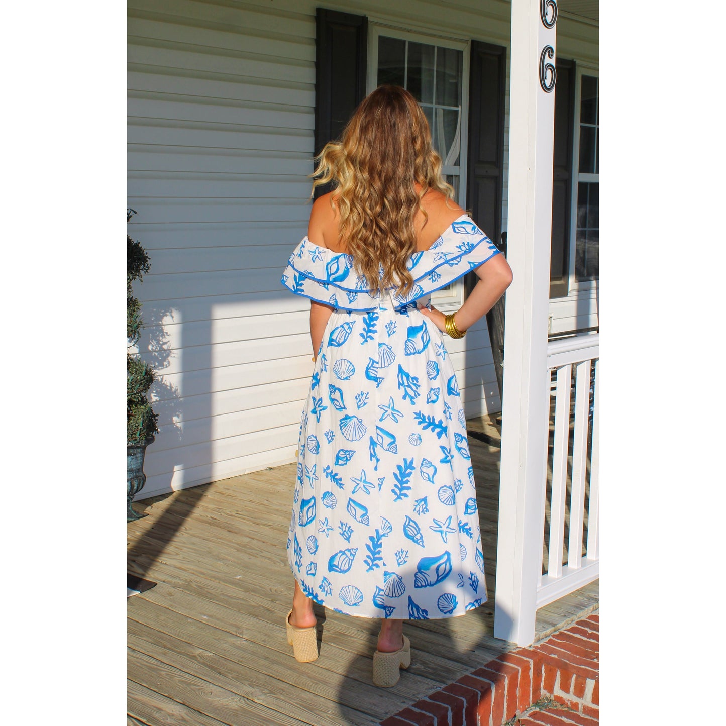 Santorini Midi Dress, Royal Blue/White