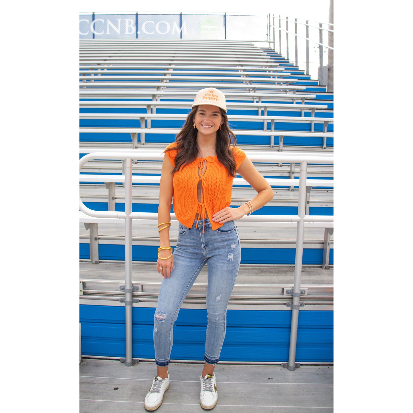 Rowan Front Tie Top, Orange