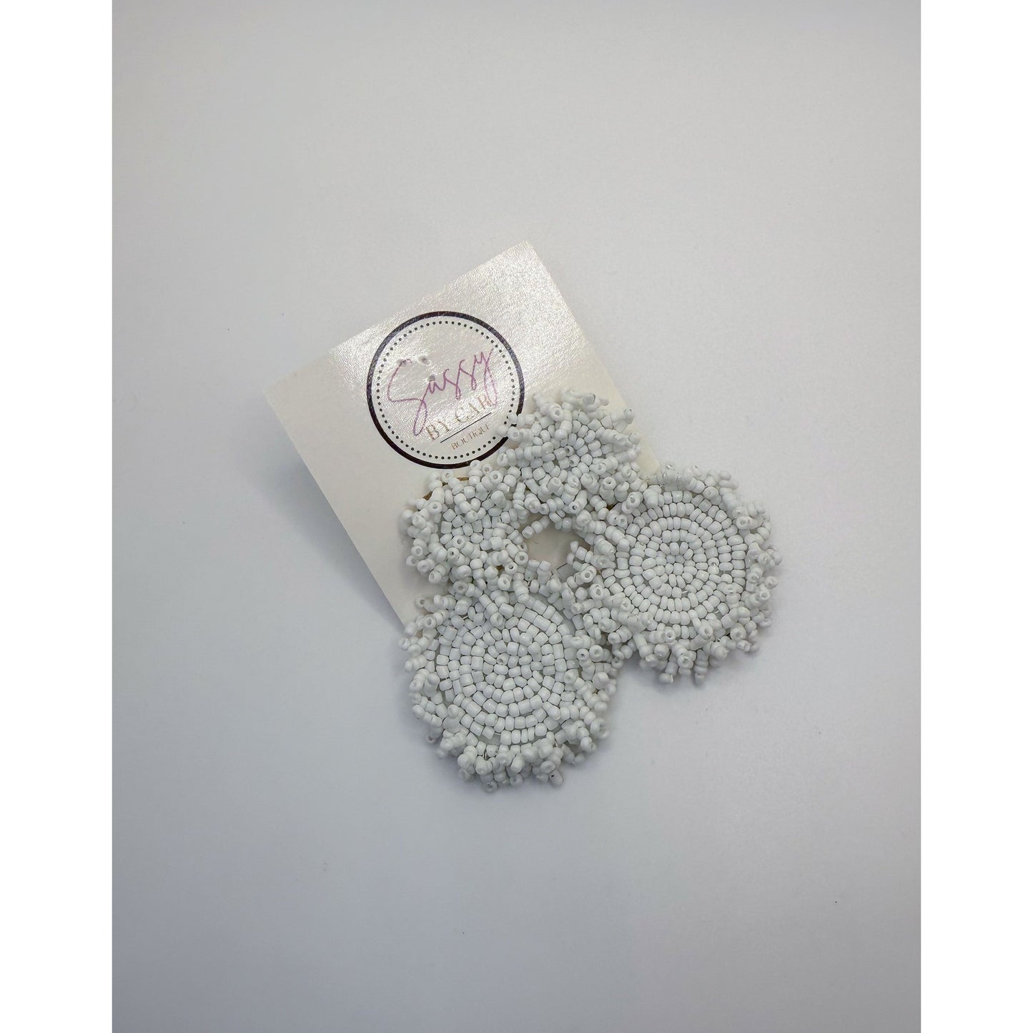 White Disc Beaded Earrings