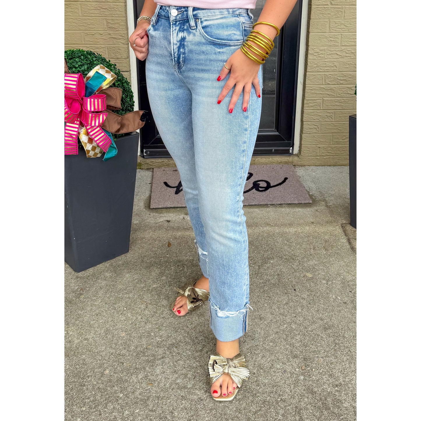 Lindsay Cuffed Jeans, Light Wash