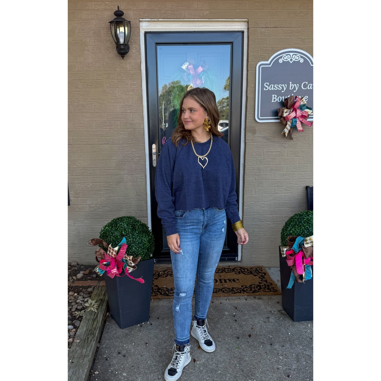 Crop Sweatshirt, Navy