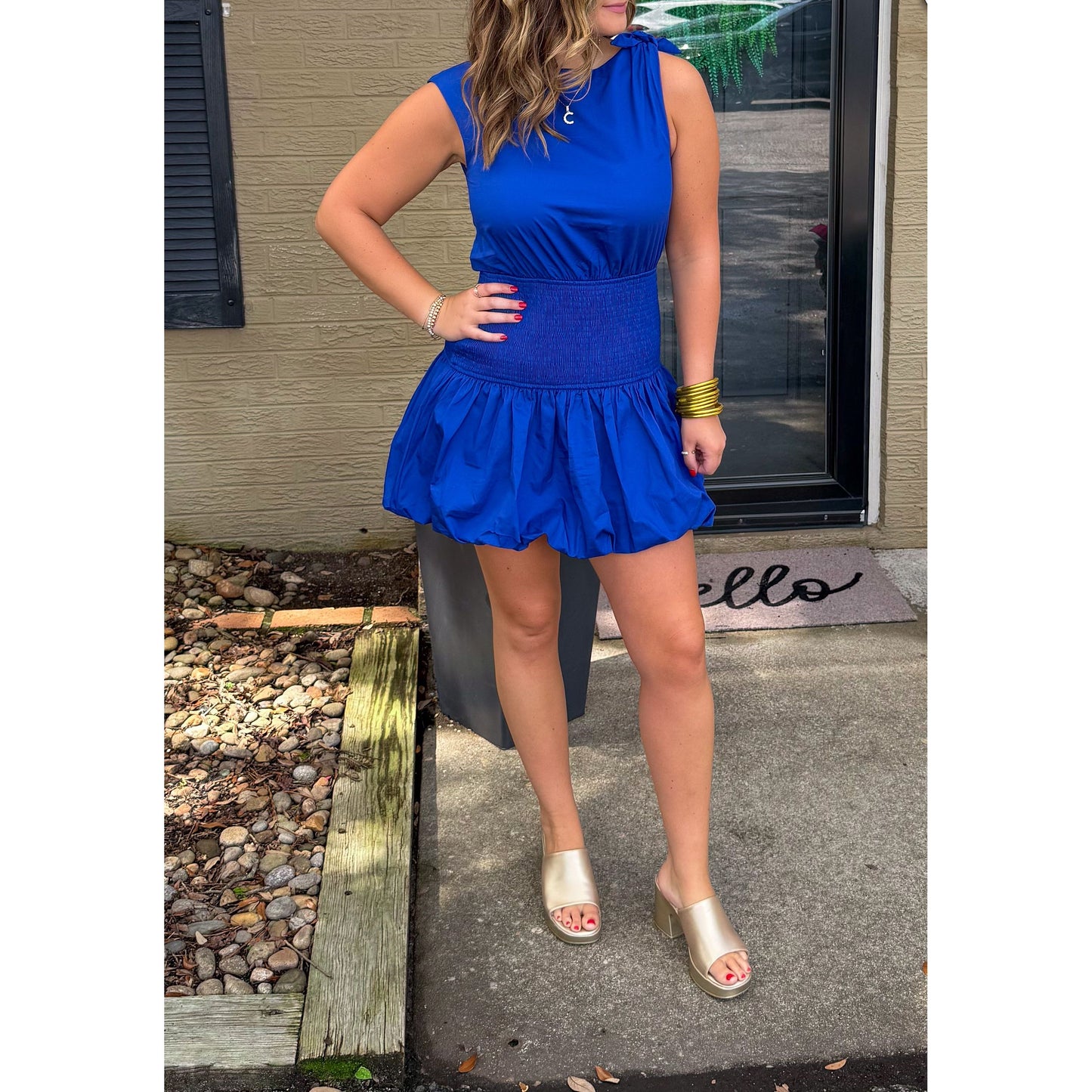 Maddy Detail Mini Dress, Royal Blue