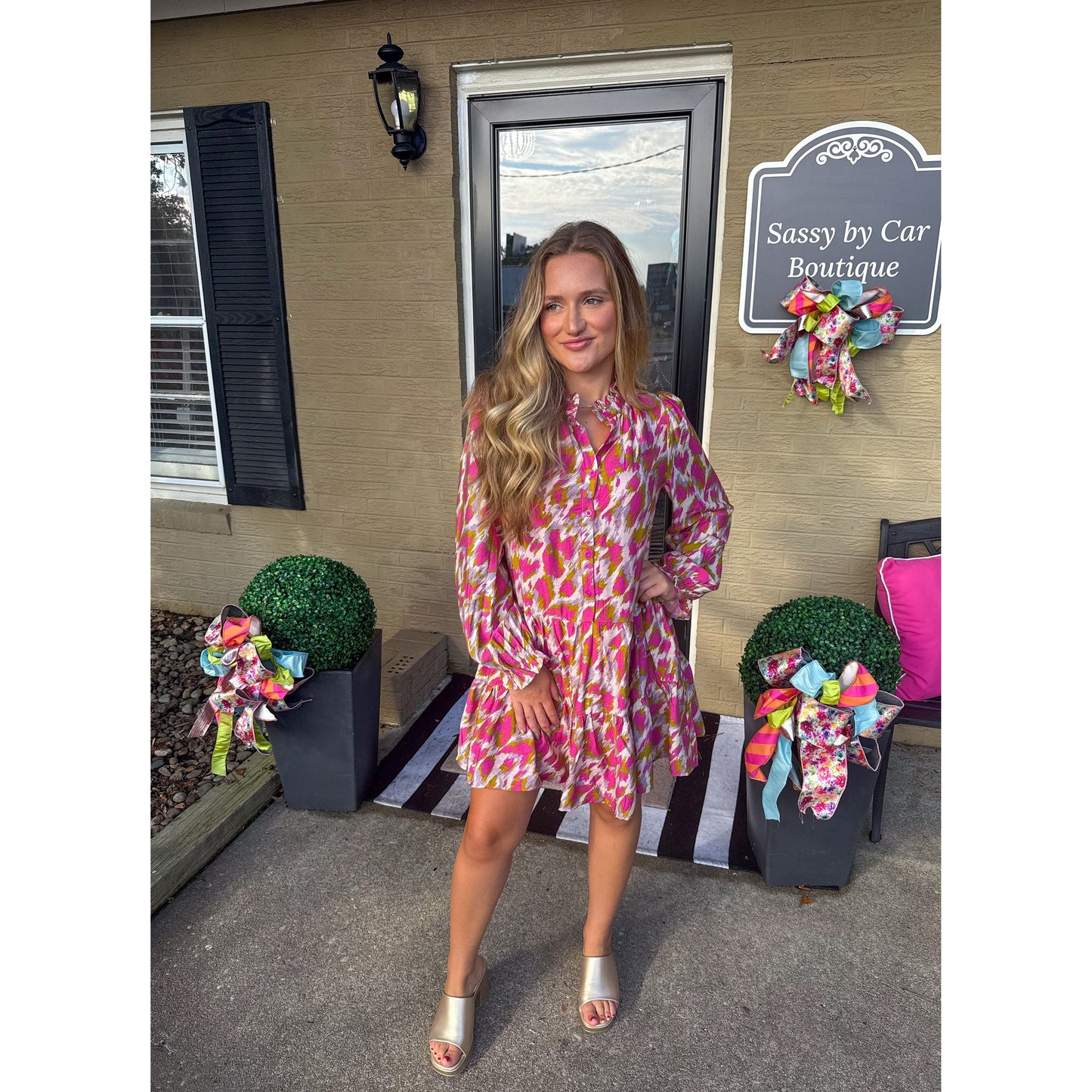 Emersyn Pattern Mini Dress, Multi-Color