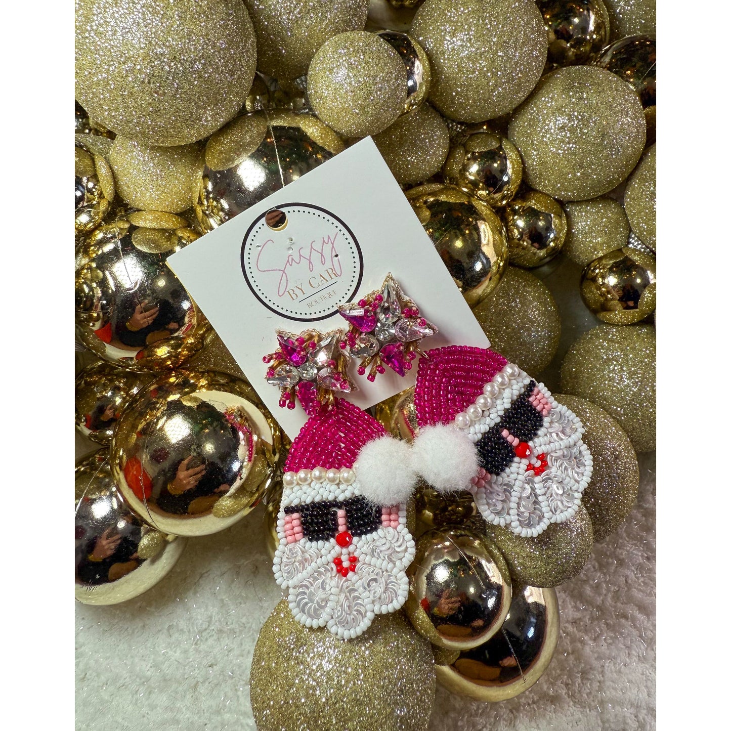 Santa Sunny Pink Beaded Earrings
