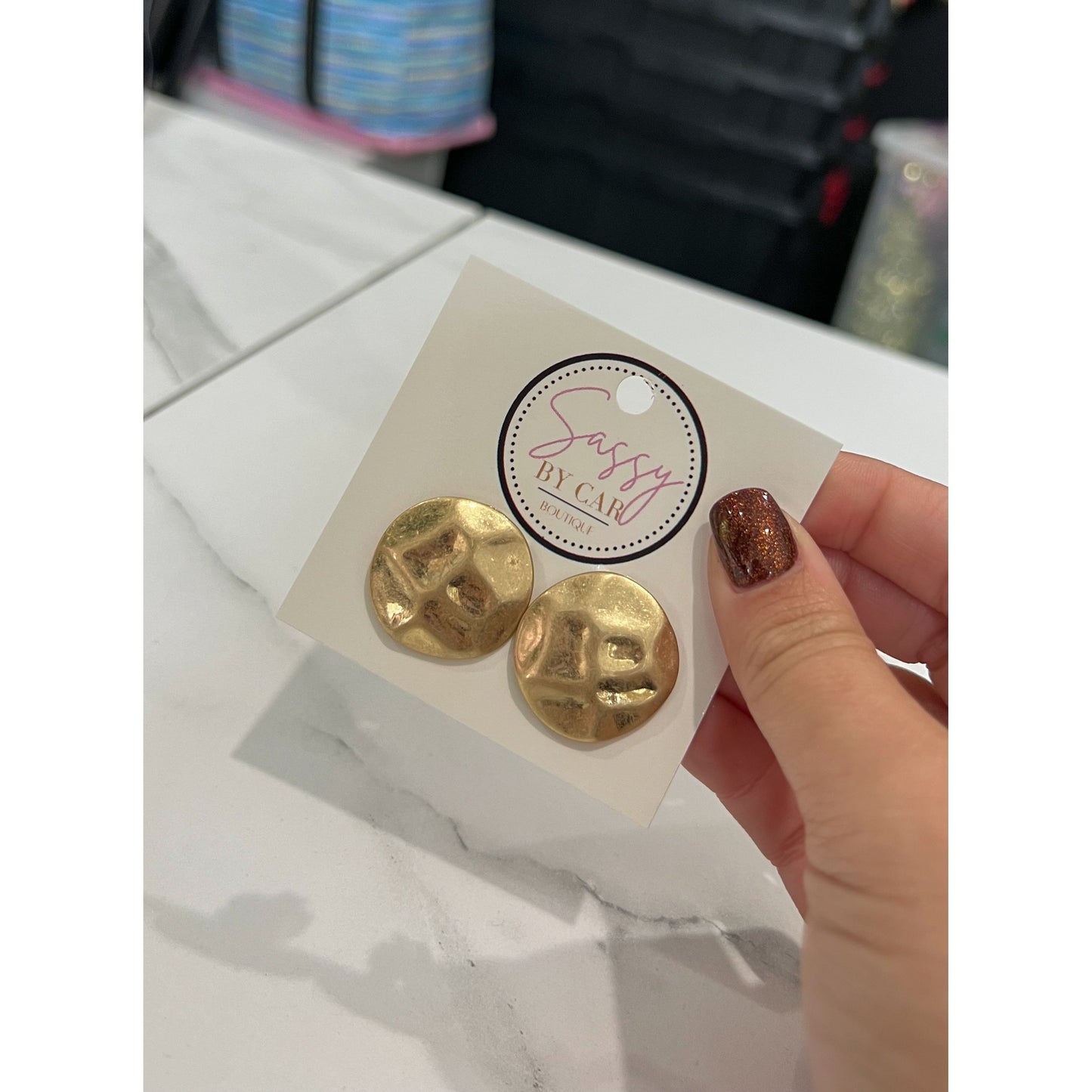 Circle Textured Clip On Earrings