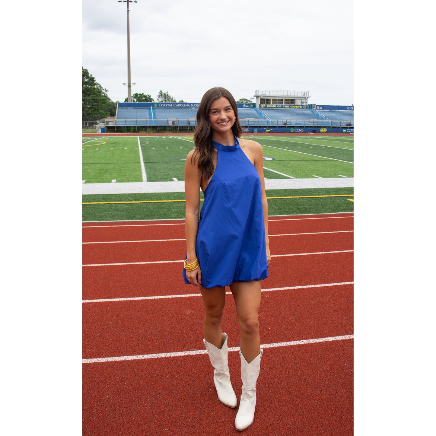 Remi Halter Neck Mini Dress, Royal Blue
