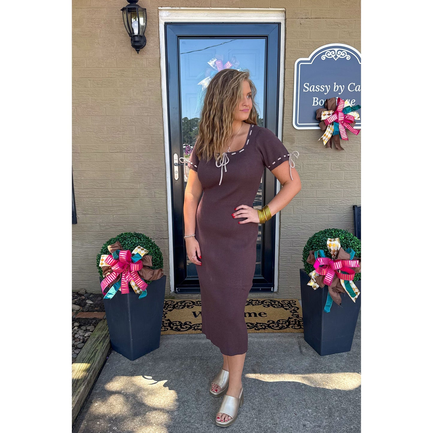 Savannah Midi Dress, Chocolate Brown