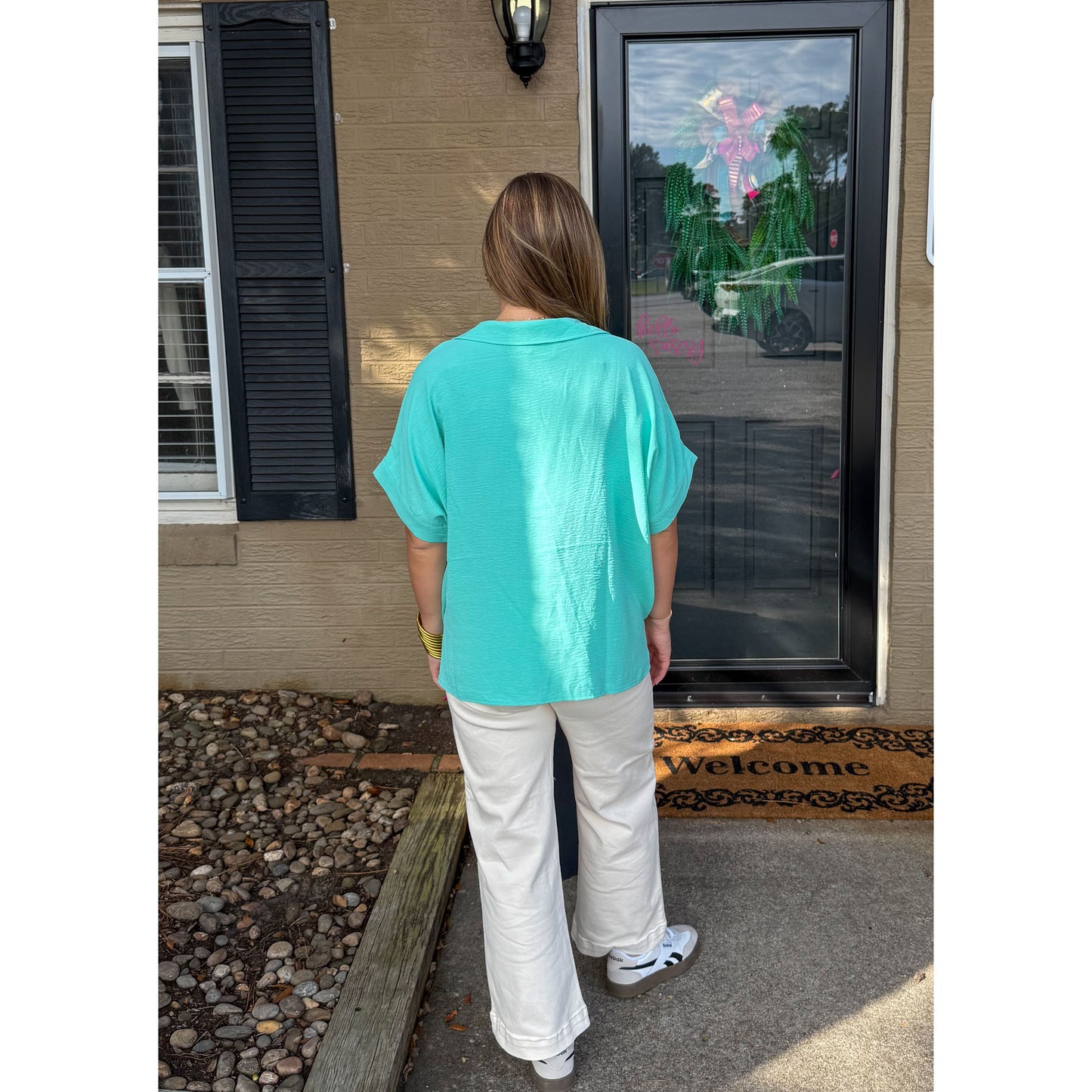 Julianna V-Neck/Collar Top, Mint