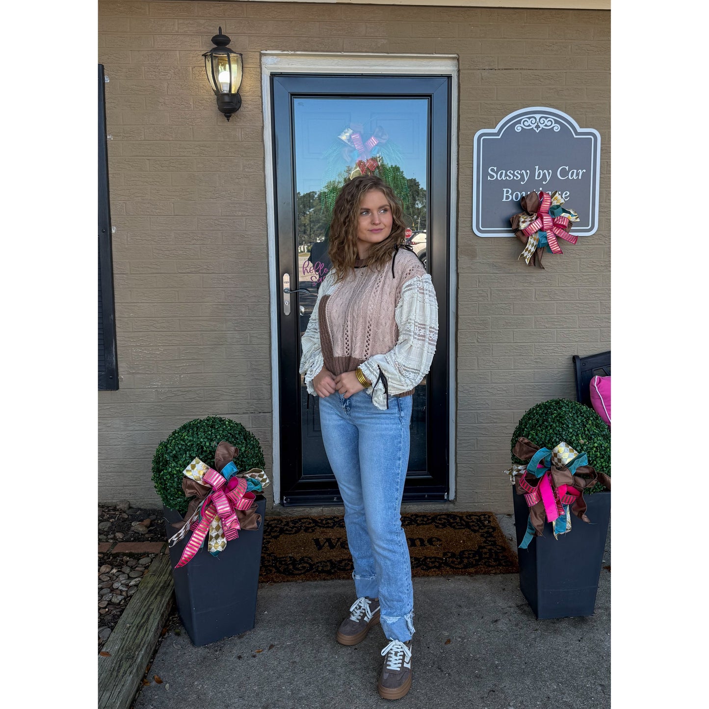 London Patchwork Sweater, Brown Multi