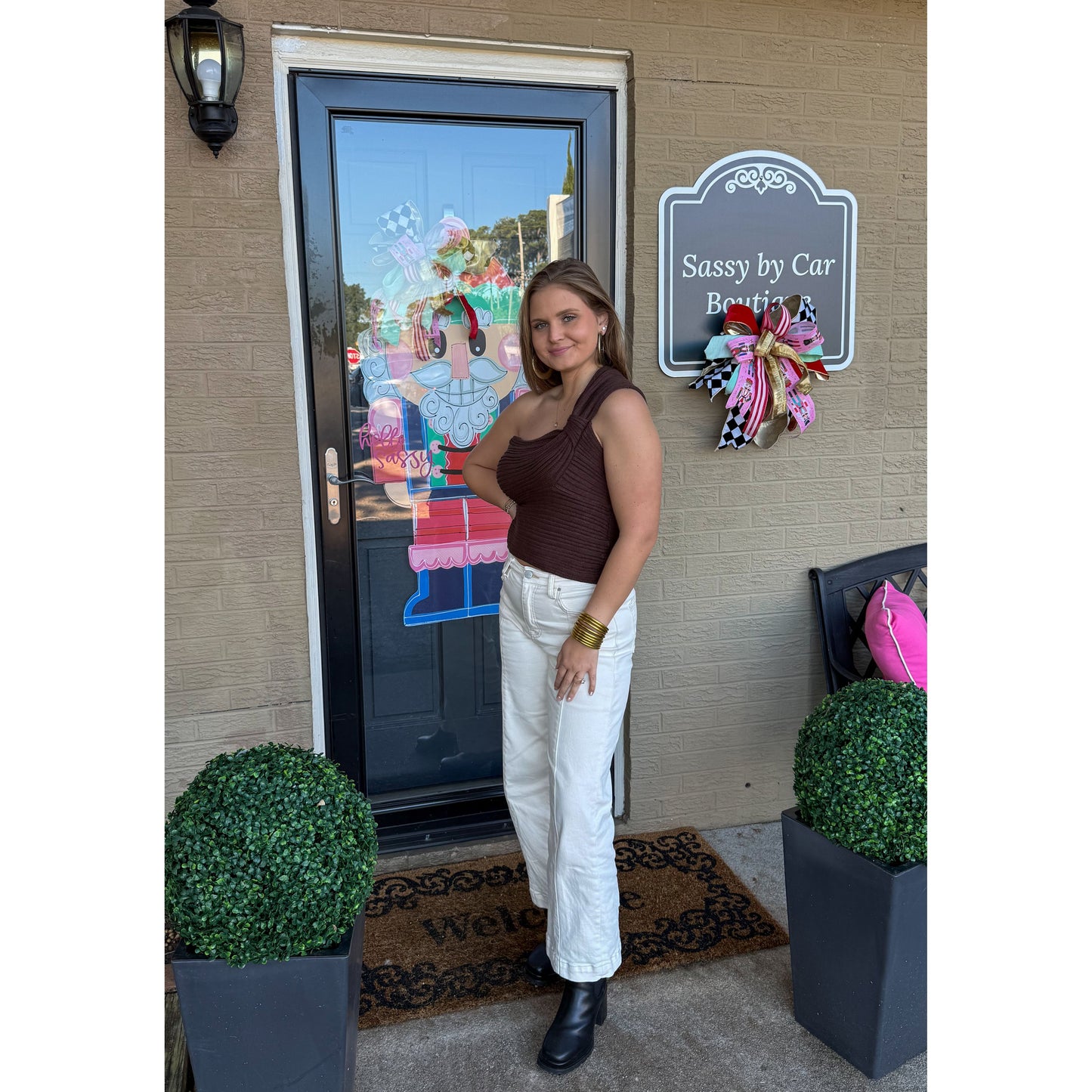 One Shoulder Top, Chocolate Brown