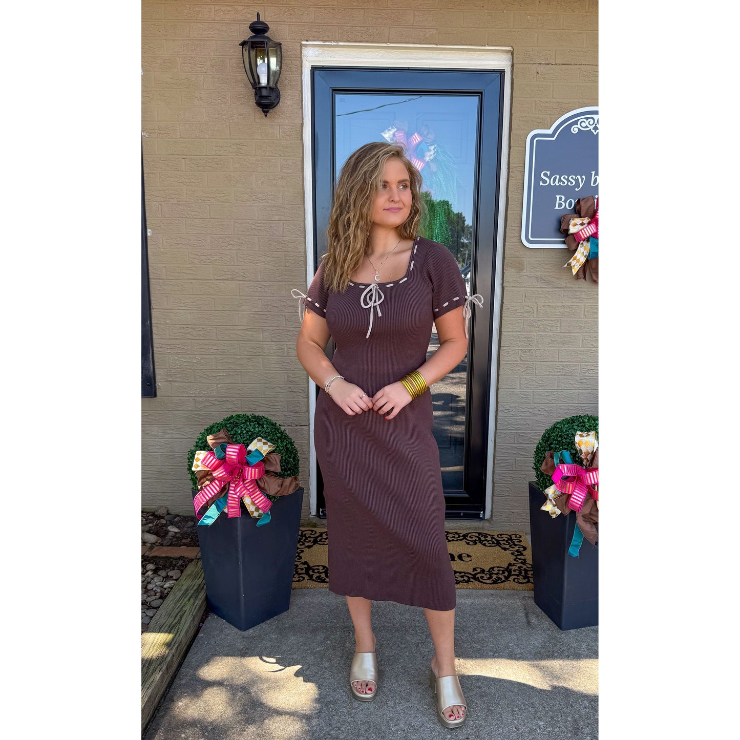 Savannah Midi Dress, Chocolate Brown