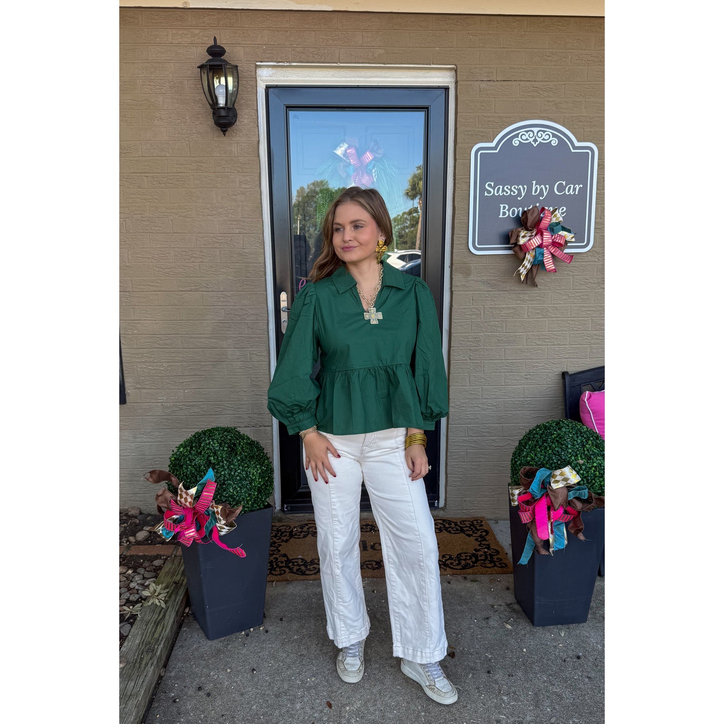 Lilly Blouse, Hunter Green