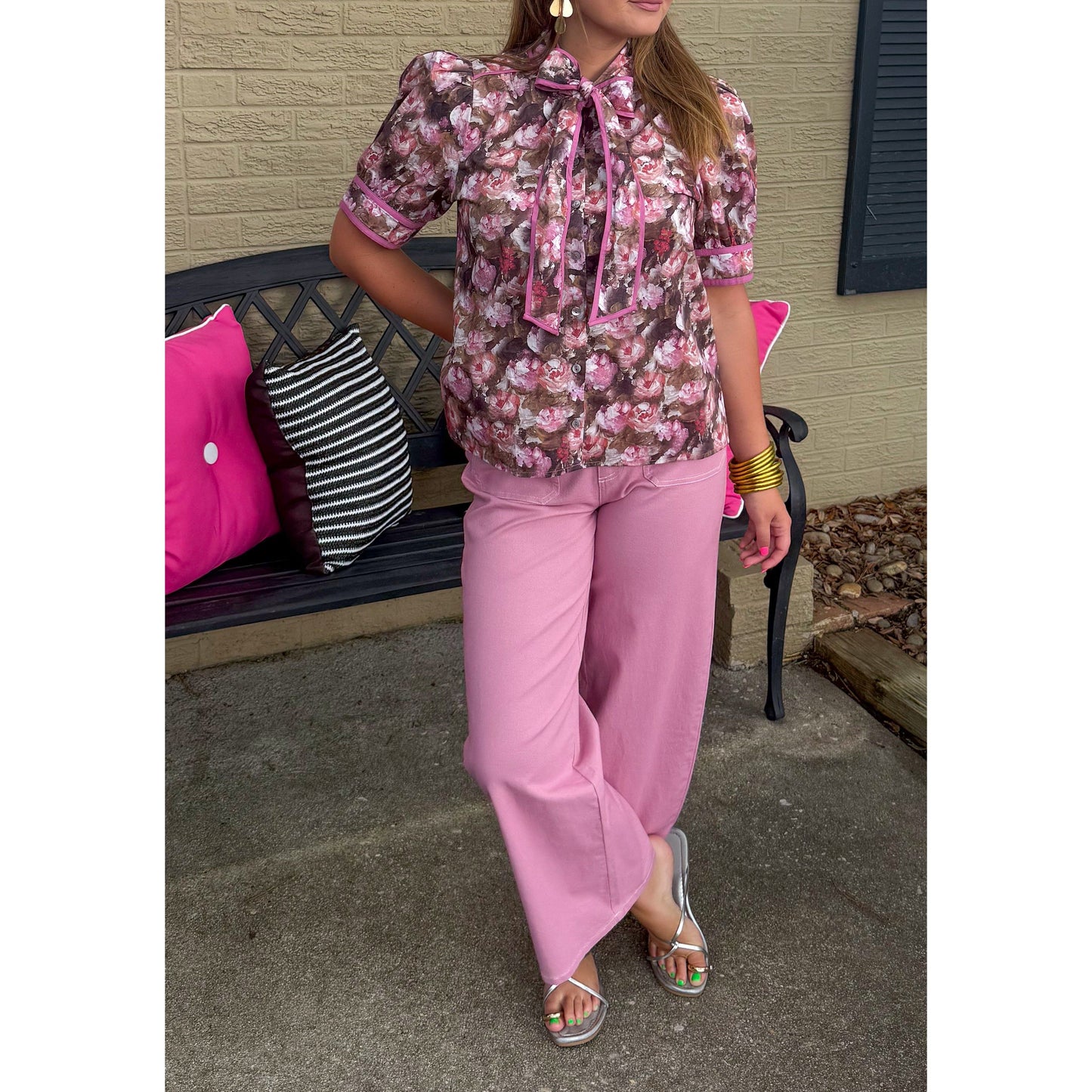 Chloe Floral Top, Mauve Multi