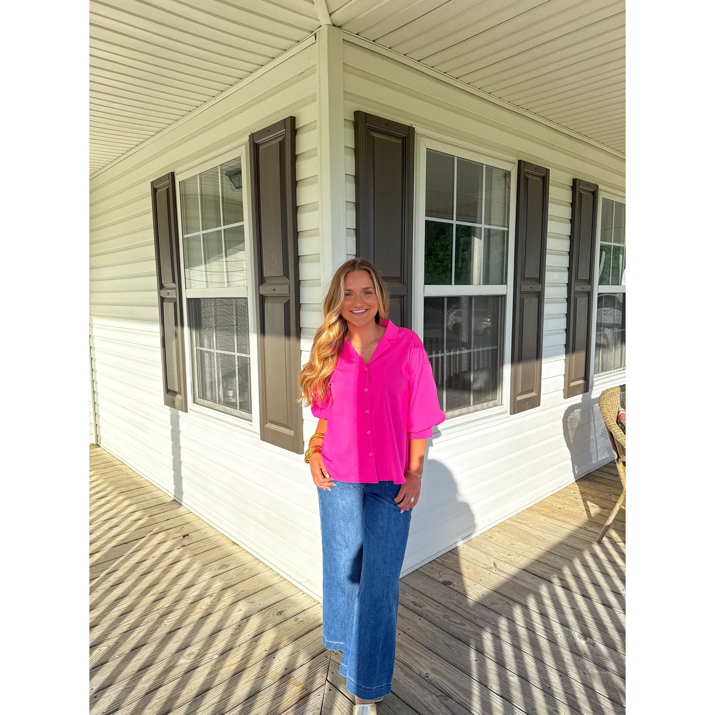 Hanna Blouse, Hot Pink