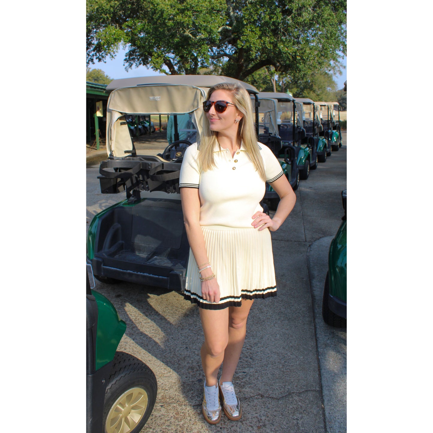 19th Hole Skirt Set, Cream/Black