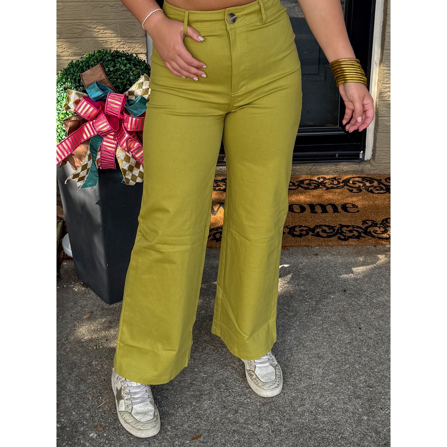 Tatum Straight Leg Pants, Chartreuse