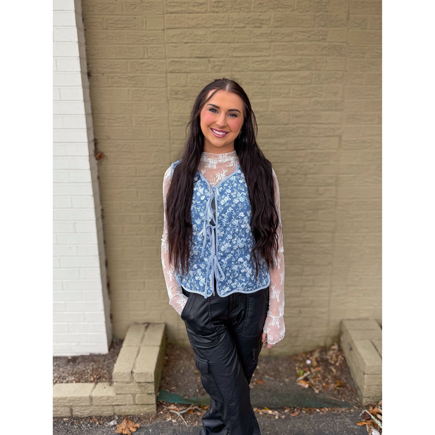 Livia Quilted Vest, Blue Floral