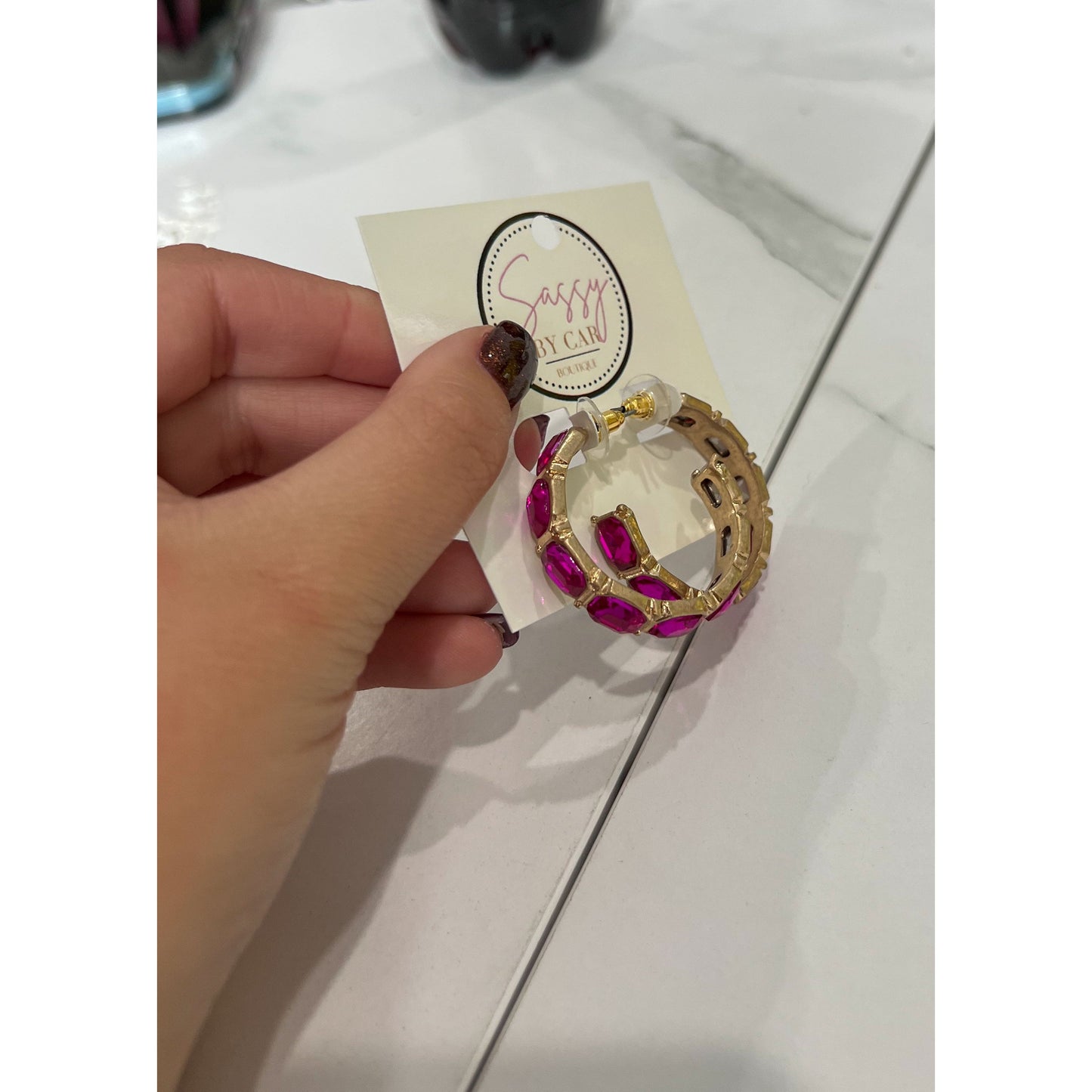Pink/Gold Detail Hoops