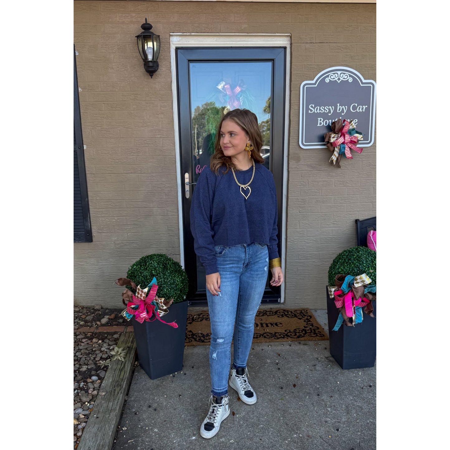 Crop Sweatshirt, Navy
