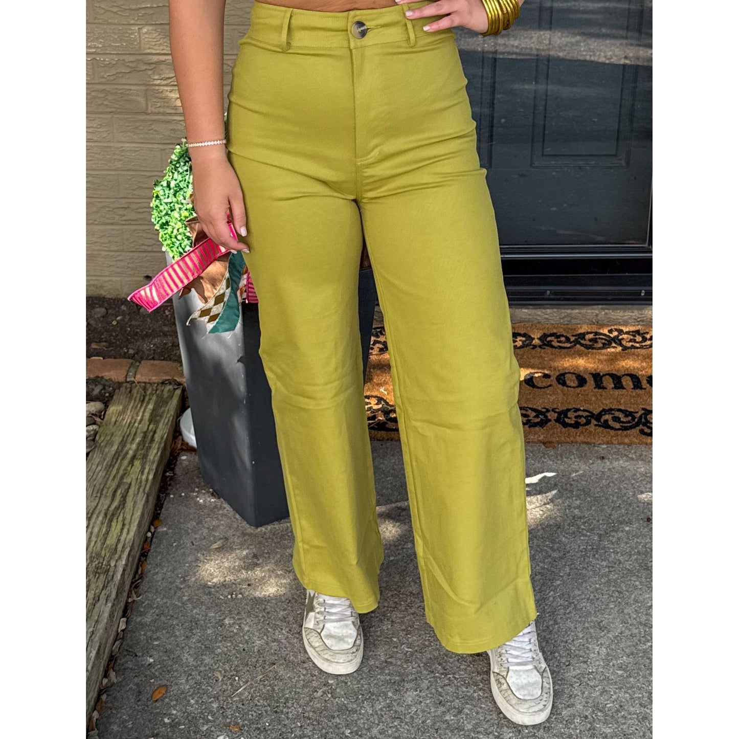 Tatum Straight Leg Pants, Chartreuse