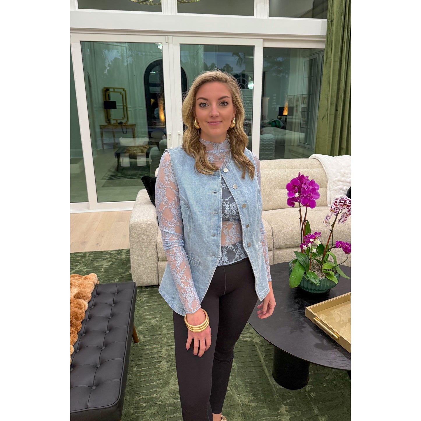 Selena Lace Top, Light Blue