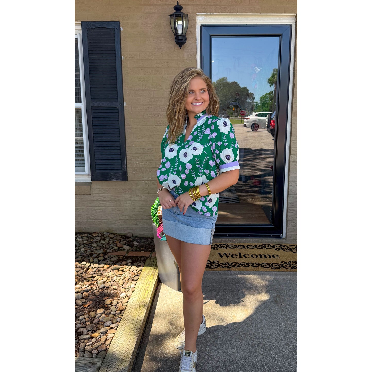 Claire Blouse, Green Multi