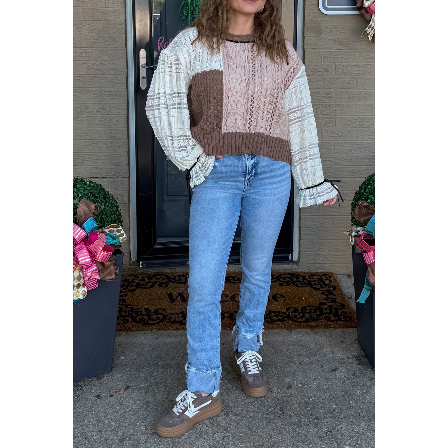 London Patchwork Sweater, Brown Multi