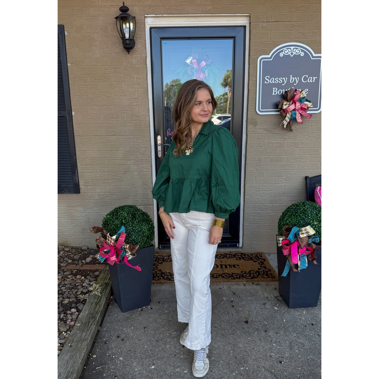 Lilly Blouse, Hunter Green