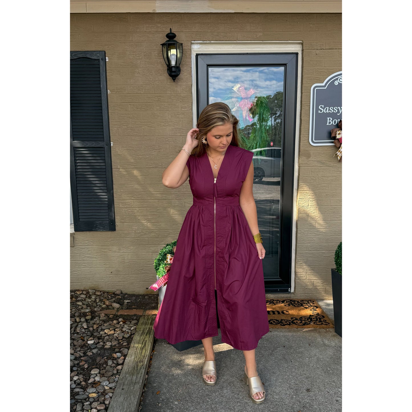 Annie Midi Dress, Burgundy