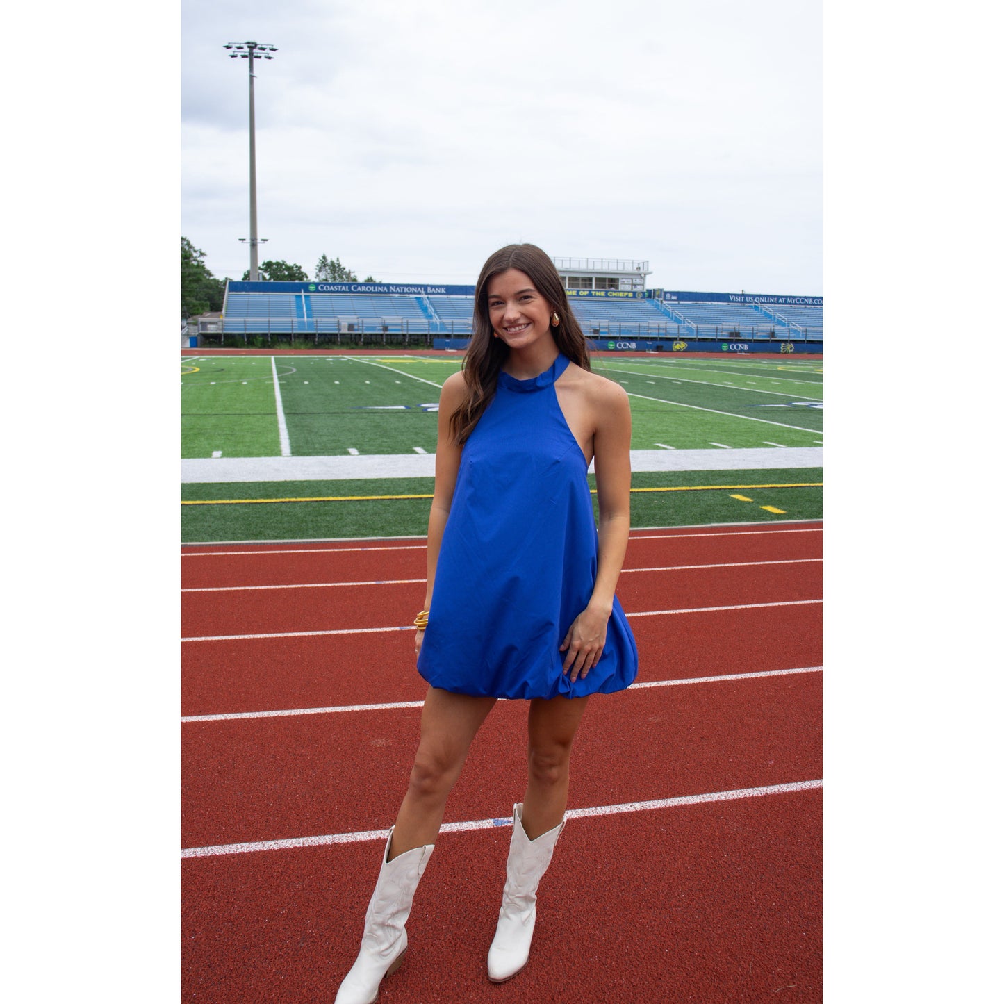Remi Halter Neck Mini Dress, Royal Blue