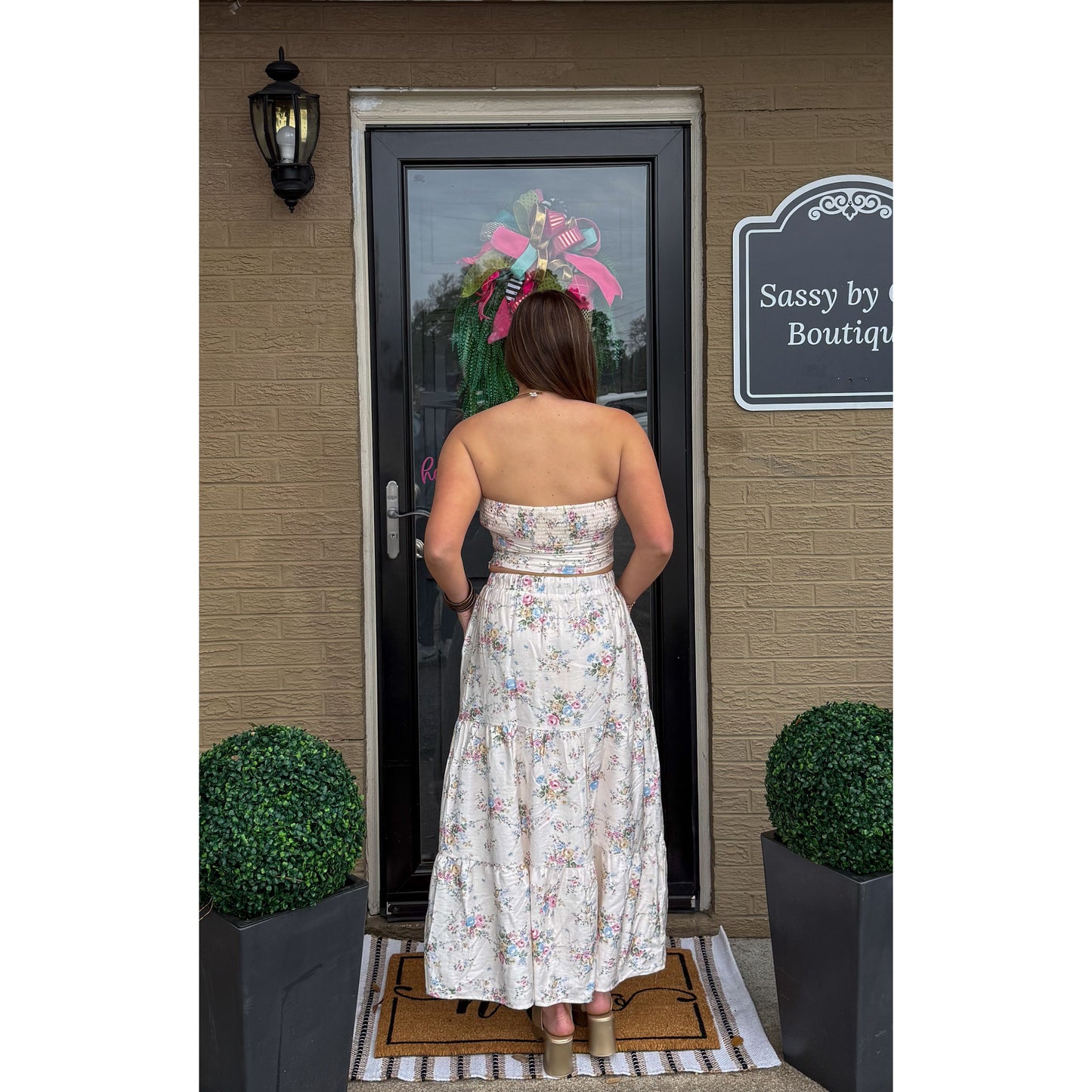 Floral Detail Maxi Skirt Set, Multi