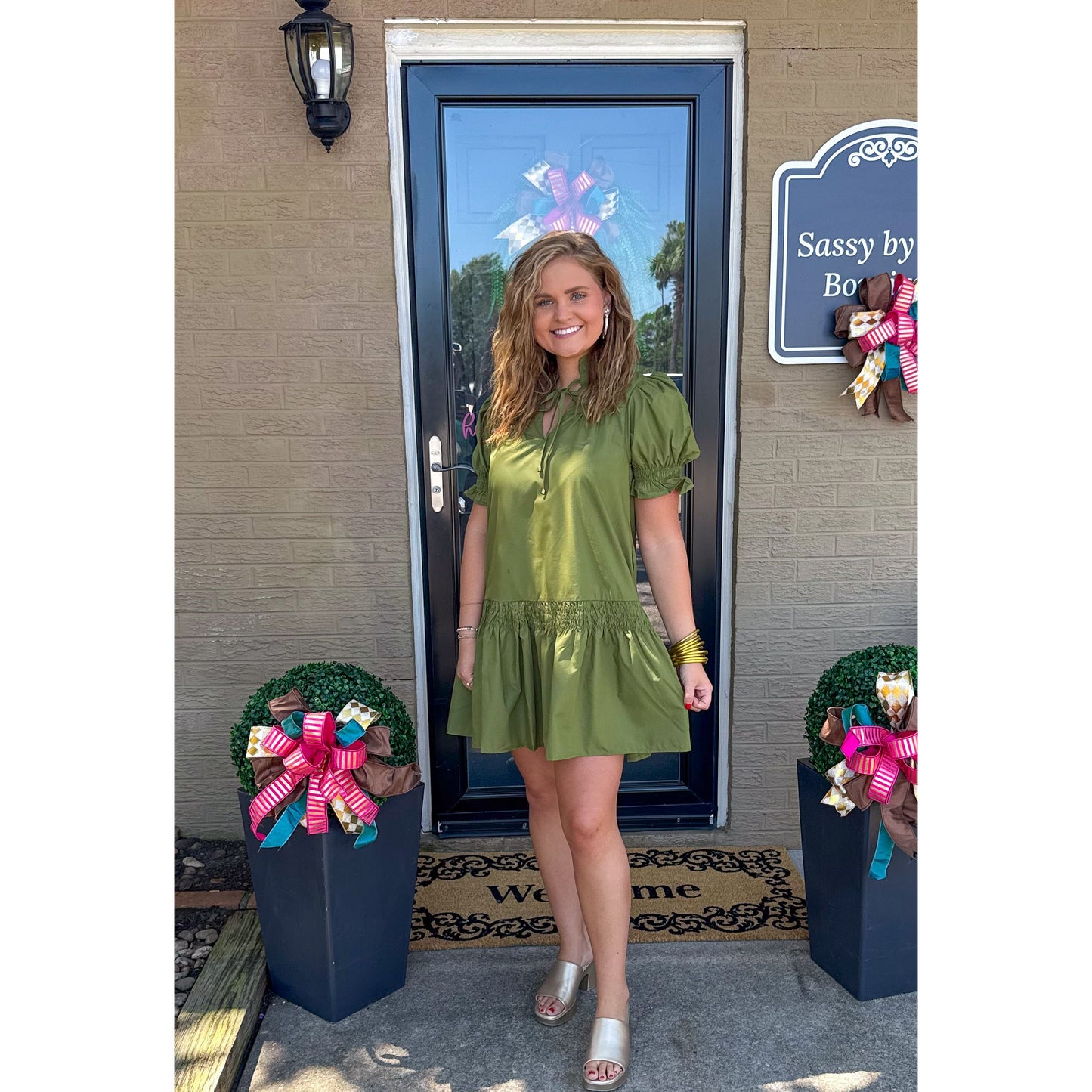 Josie Mini Dress, Olive Green