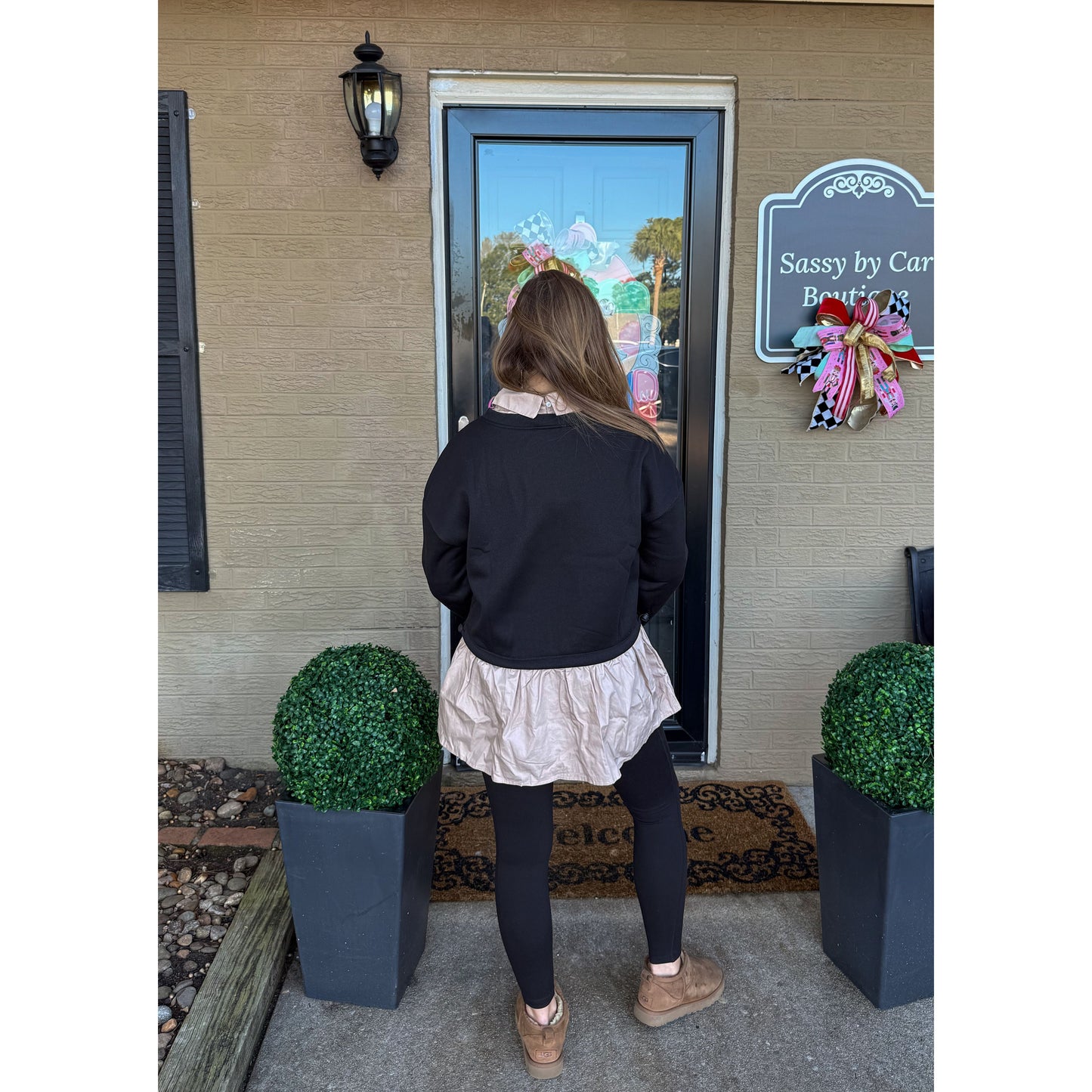 Selena Top, Black/Taupe