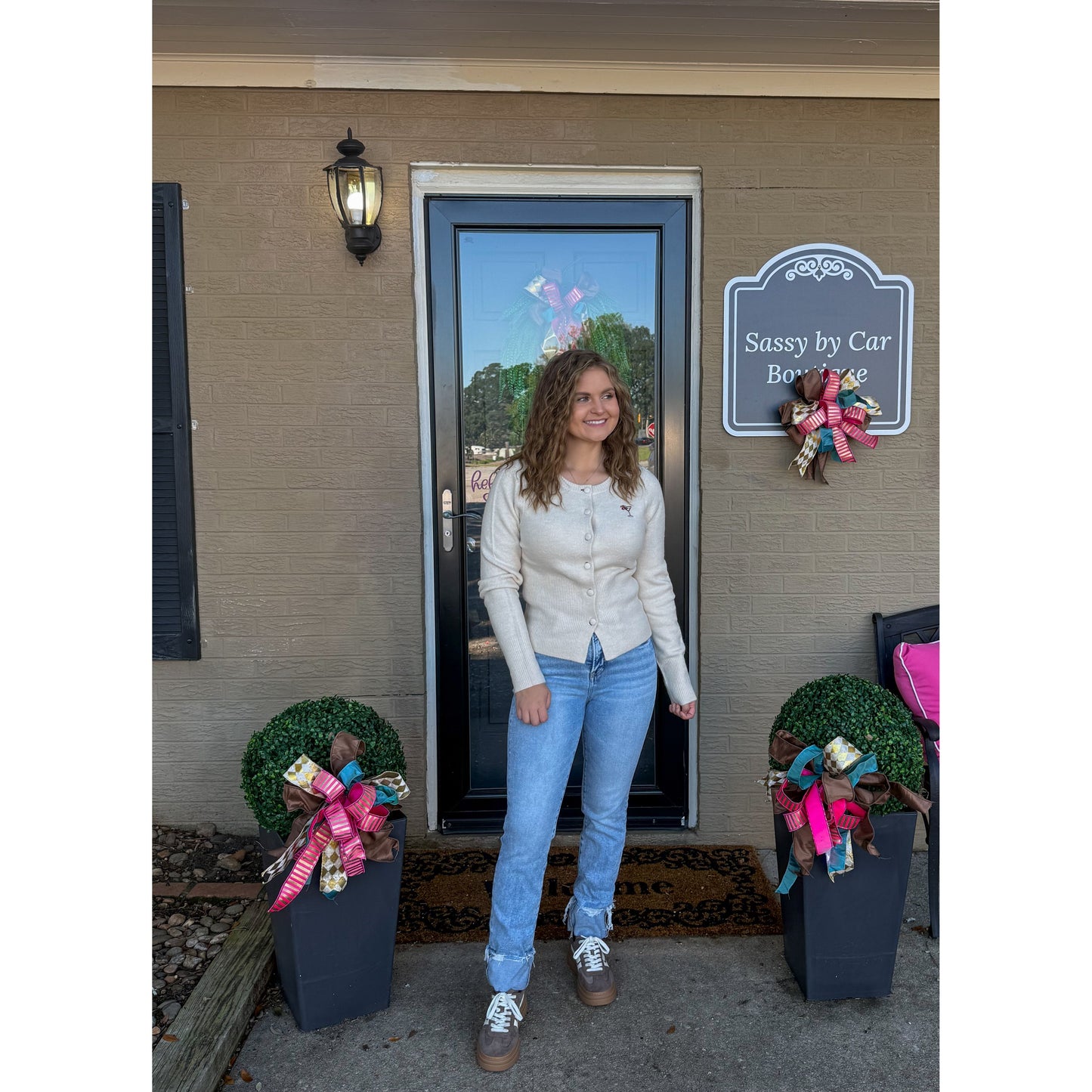 Cherry Tini Cardigan, Cream