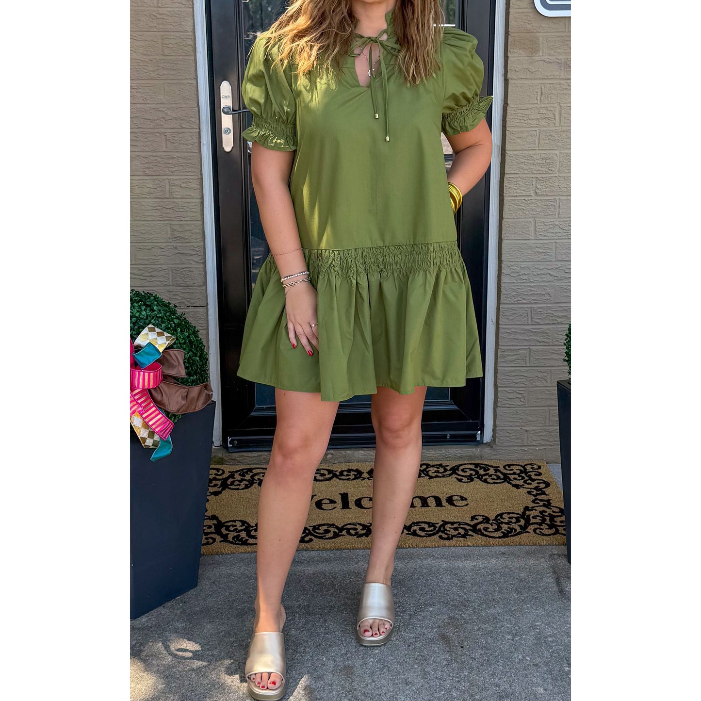 Josie Mini Dress, Olive Green