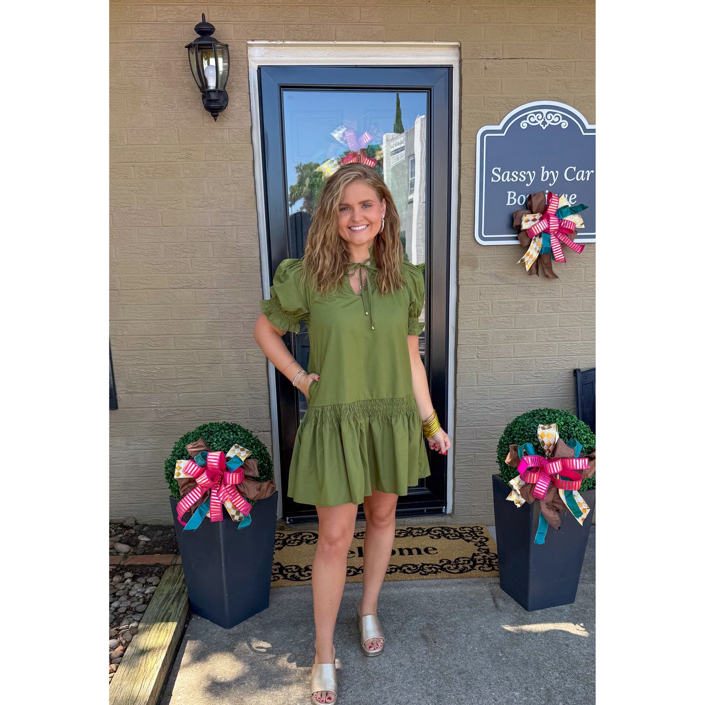 Josie Mini Dress, Olive Green