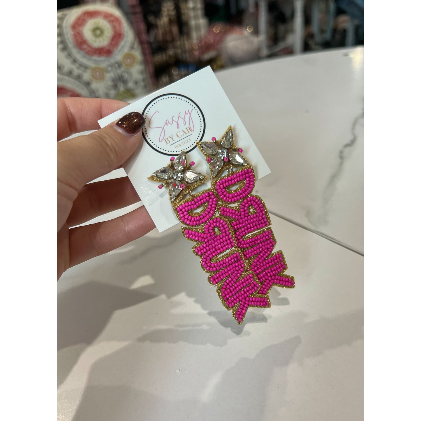 Drunk Beaded Earrings, Pink