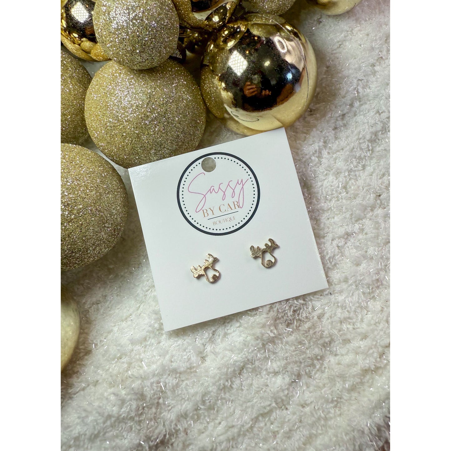 Rudolph Outline Studs, Gold
