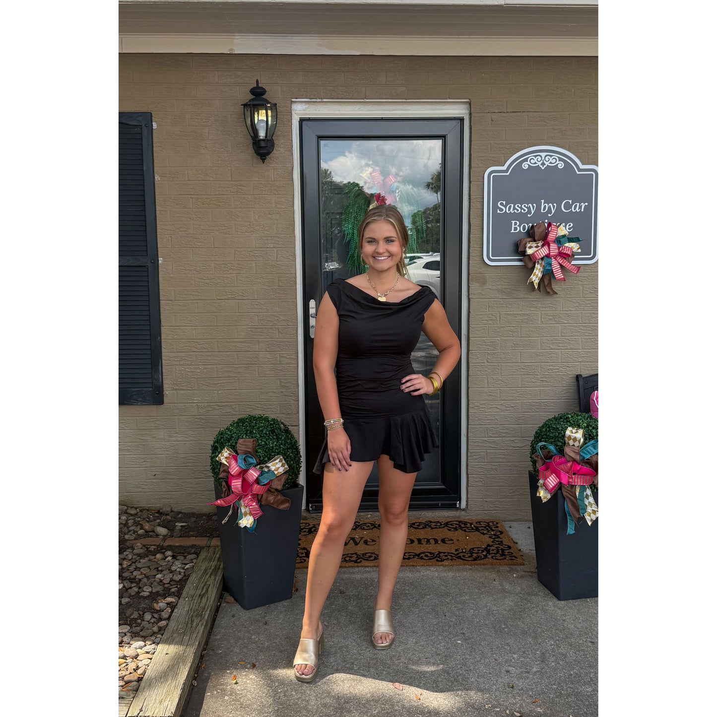 Asymmetrical Mini Dress, Black