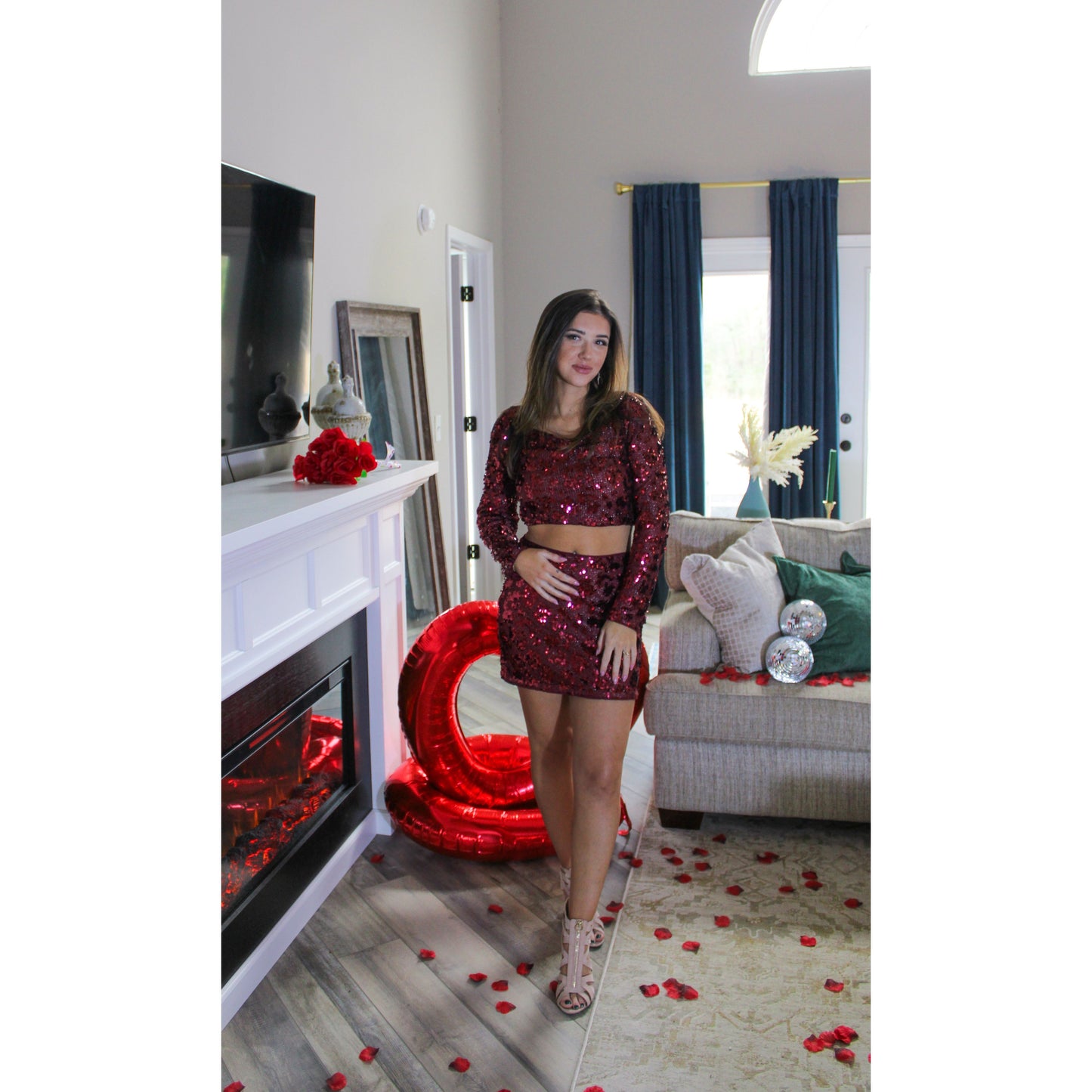 Wren Sequin Set, Wine