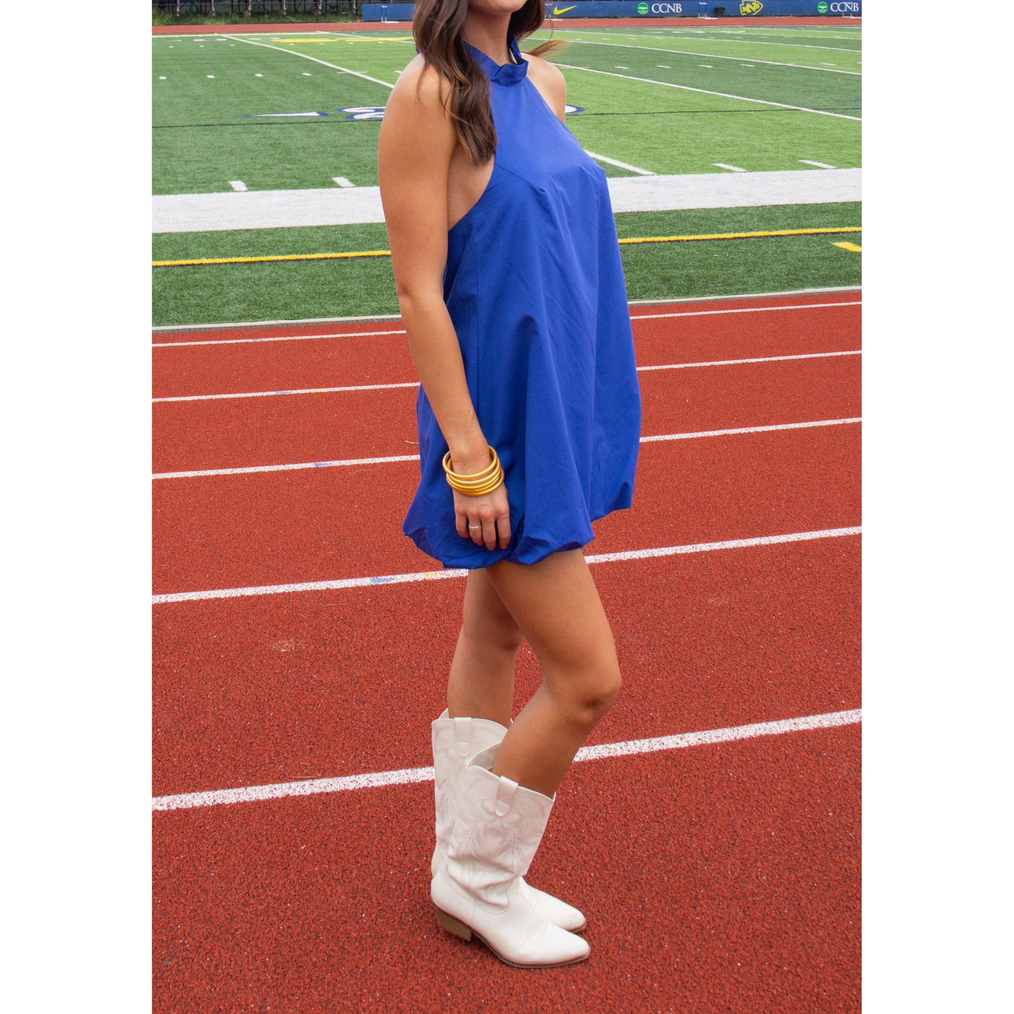 Remi Halter Neck Mini Dress, Royal Blue