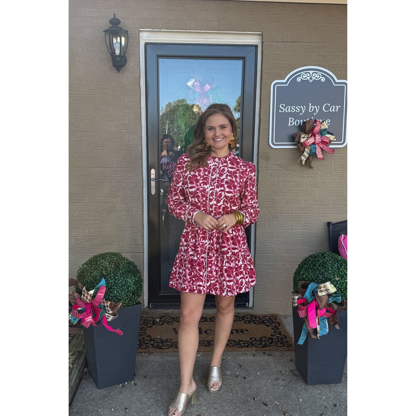 Lucy Pattern Mini Dress, Pink Multi