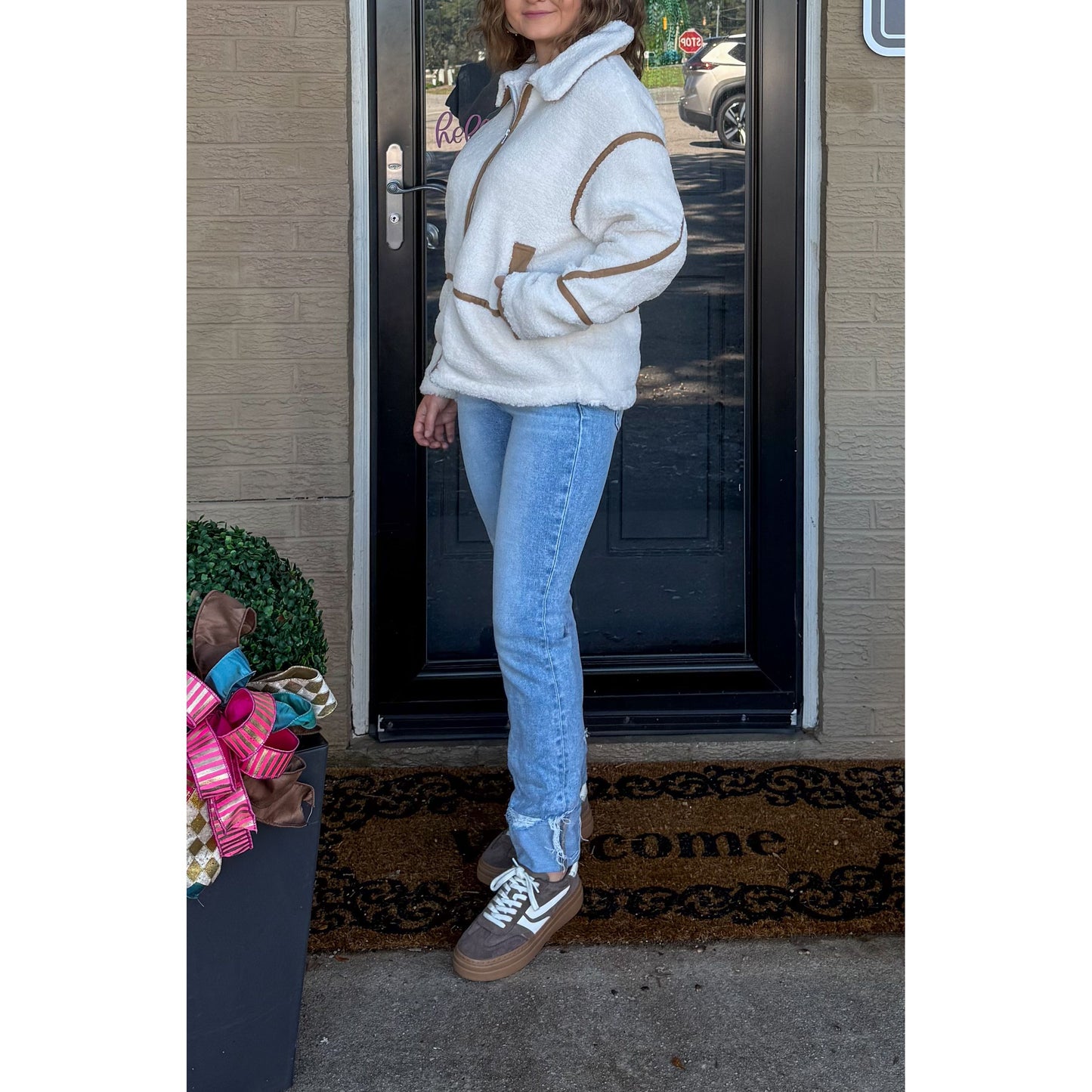 Sherpa Jacket, Cream/Taupe